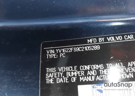 2012 Volvo S60 T5 from USA, damaged, VIN YV1622FS9C2105289